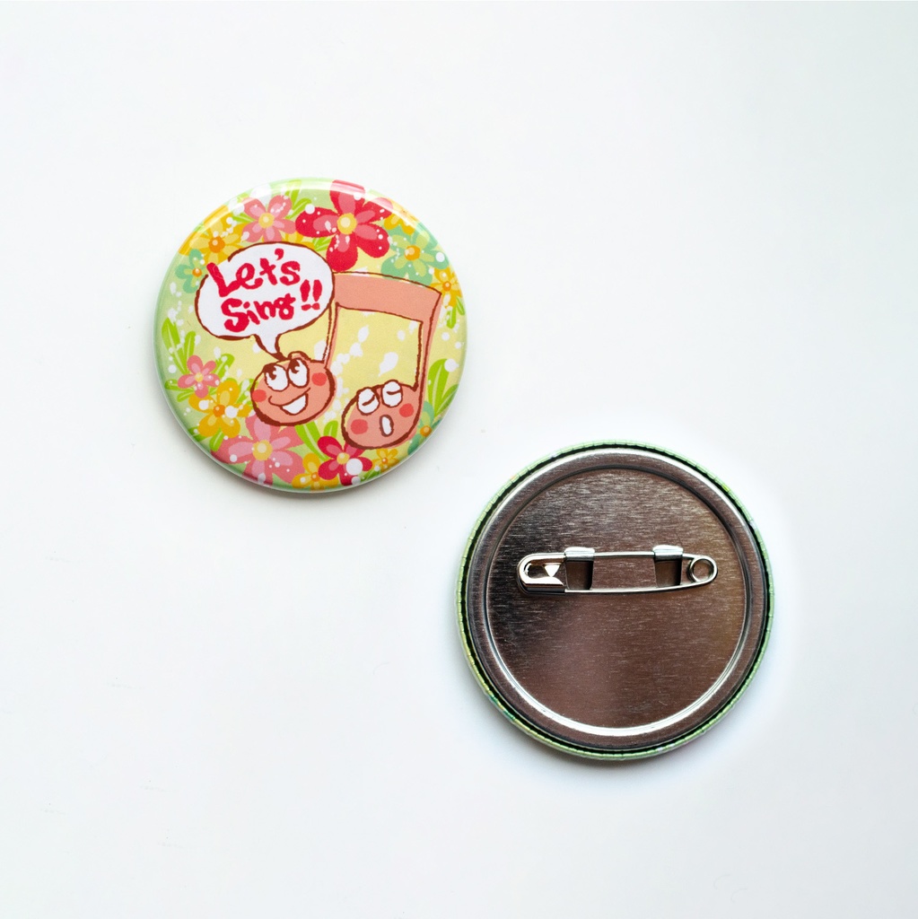 【なかよしおんぷ】缶バッジ(さあ歌え!と迫ってくるおんぷ): あんしんBOOTHパック(匿名発送)