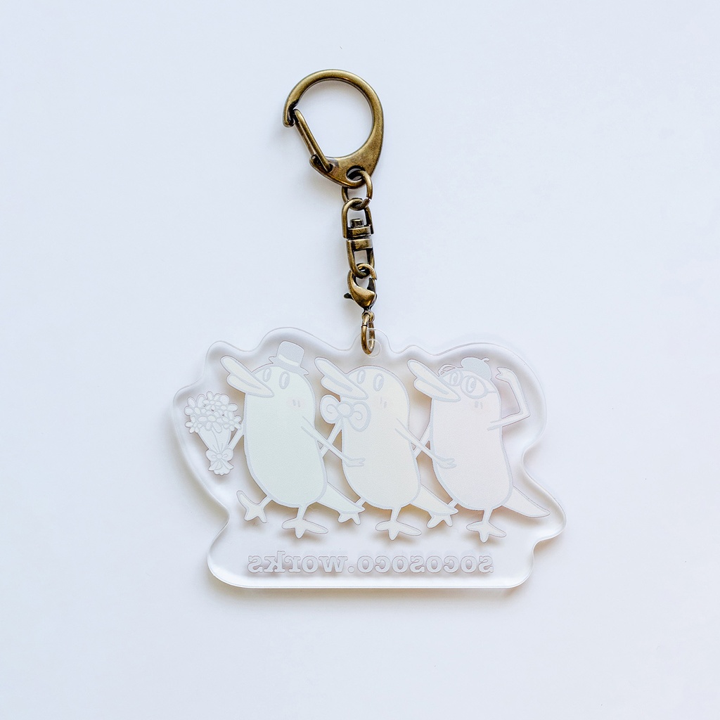 【カモノハシ?のだばしくん】アクリルキーホルダー(おめかし3人組): あんしんBOOTHパック(匿名発送)