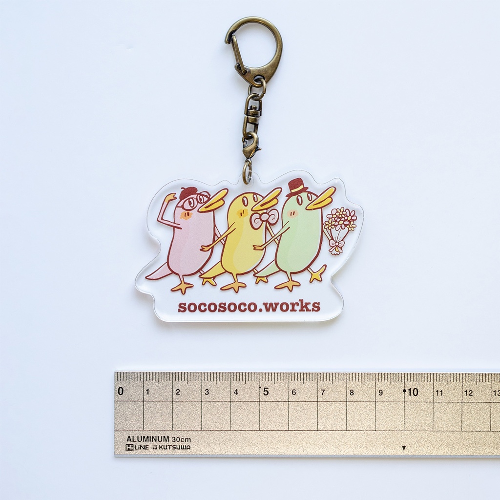 【カモノハシ?のだばしくん】アクリルキーホルダー(おめかし3人組): あんしんBOOTHパック(匿名発送)