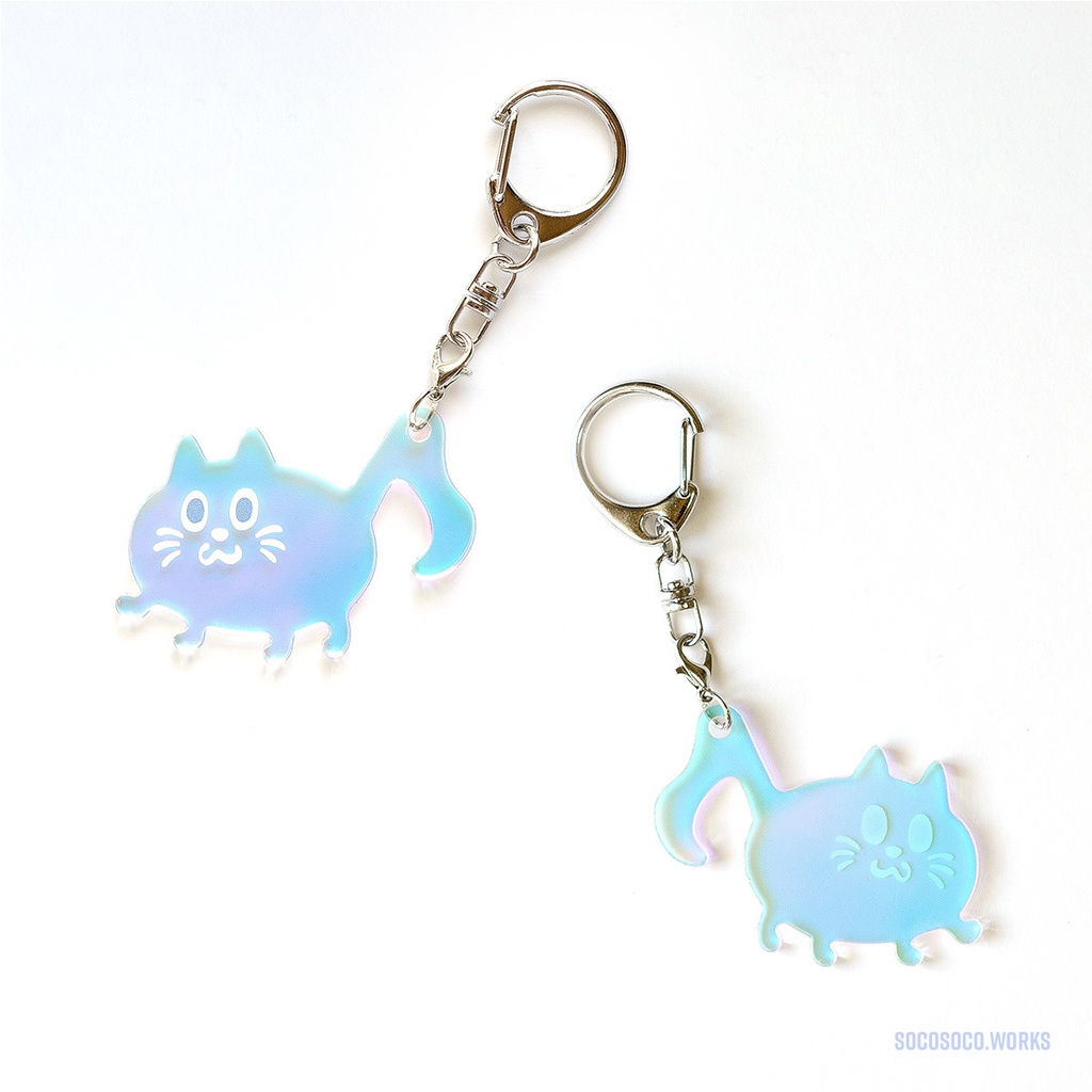 【おんぷネコ♪】アクリルキーホルダー(ゆらゆらオーロラ): あんしんBOOTHパック(匿名発送)