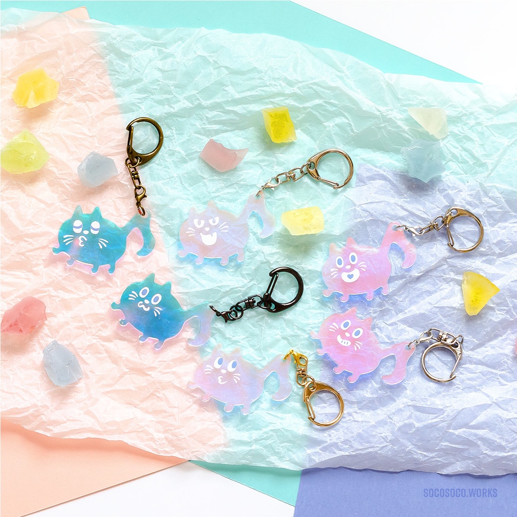 【おんぷネコ♪】アクリルキーホルダー(ゆらゆらオーロラ): あんしんBOOTHパック(匿名発送)