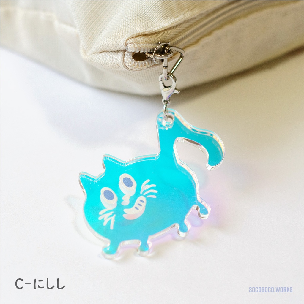 【おんぷネコ♪】アクリルキーホルダー(ゆらゆらオーロラ): あんしんBOOTHパック(匿名発送)