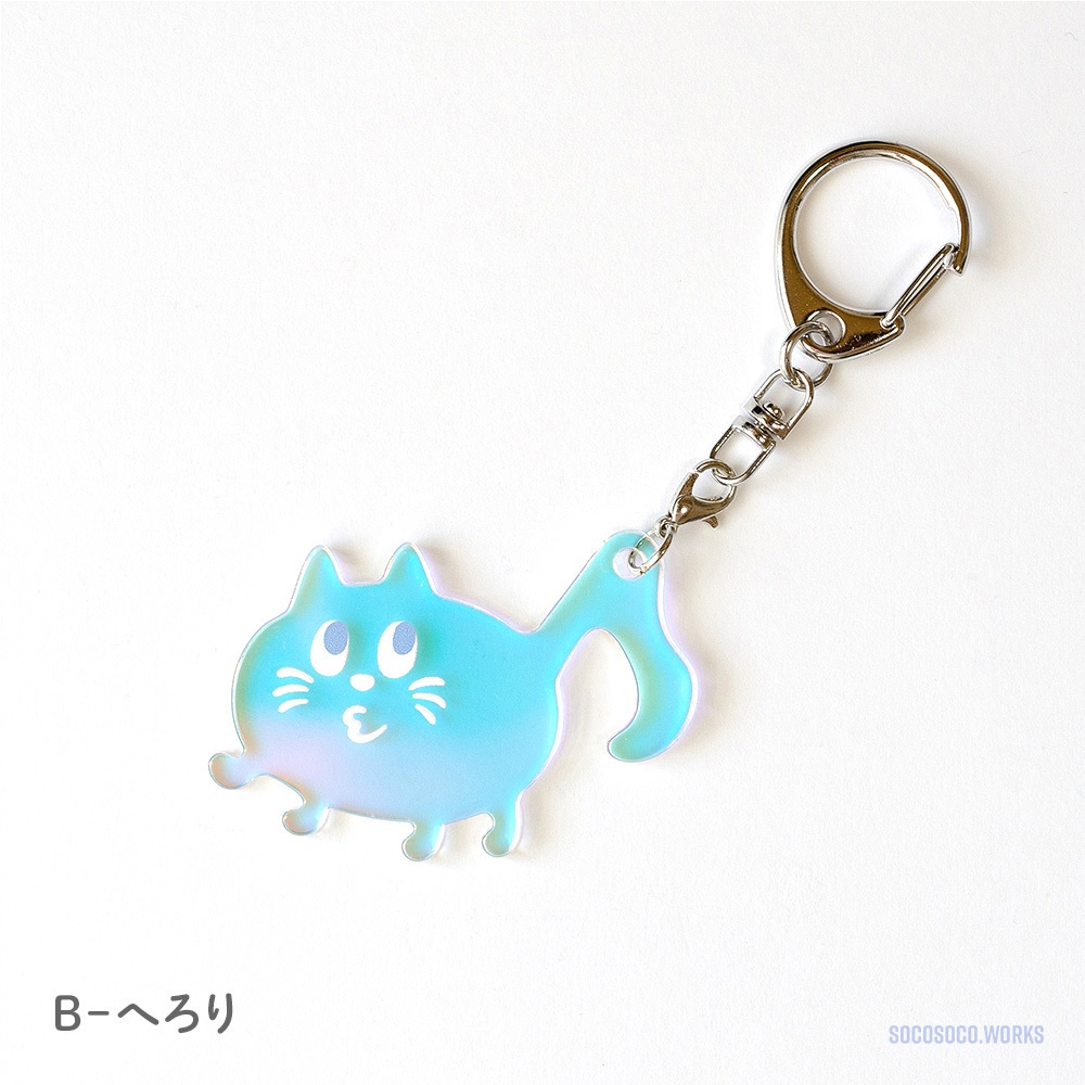 【おんぷネコ♪】アクリルキーホルダー(ゆらゆらオーロラ): あんしんBOOTHパック(匿名発送)