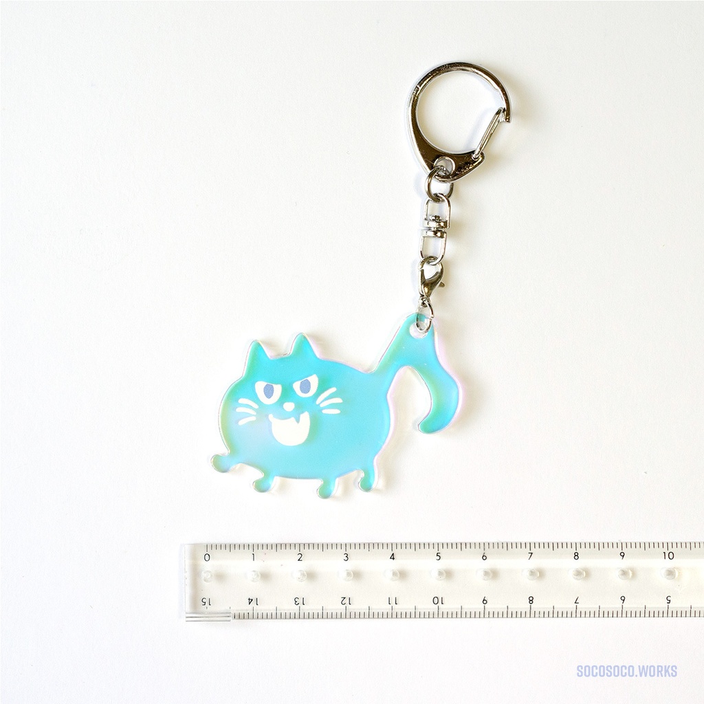 【おんぷネコ♪】アクリルキーホルダー(ゆらゆらオーロラ): あんしんBOOTHパック(匿名発送)