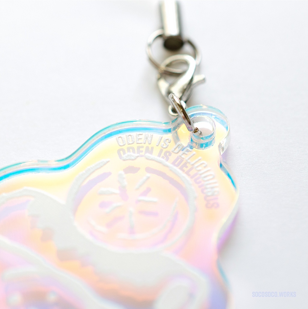 【カモノハシ?のだばしくん】の、”おでん”アクリルキーホルダー(ゆらゆらオーロラ): あんしんBOOTHパック(匿名発送)