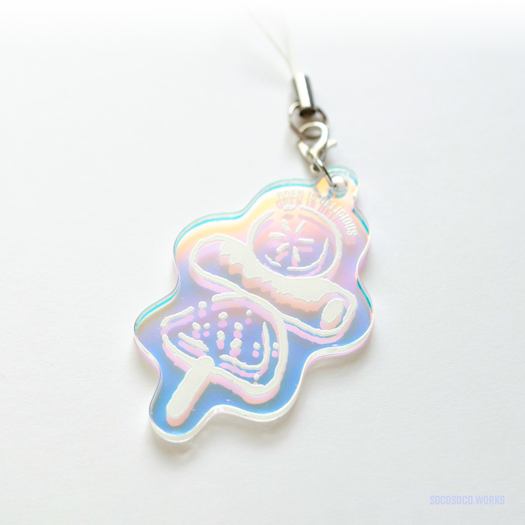 【カモノハシ?のだばしくん】の、”おでん”アクリルキーホルダー(ゆらゆらオーロラ): あんしんBOOTHパック(匿名発送)