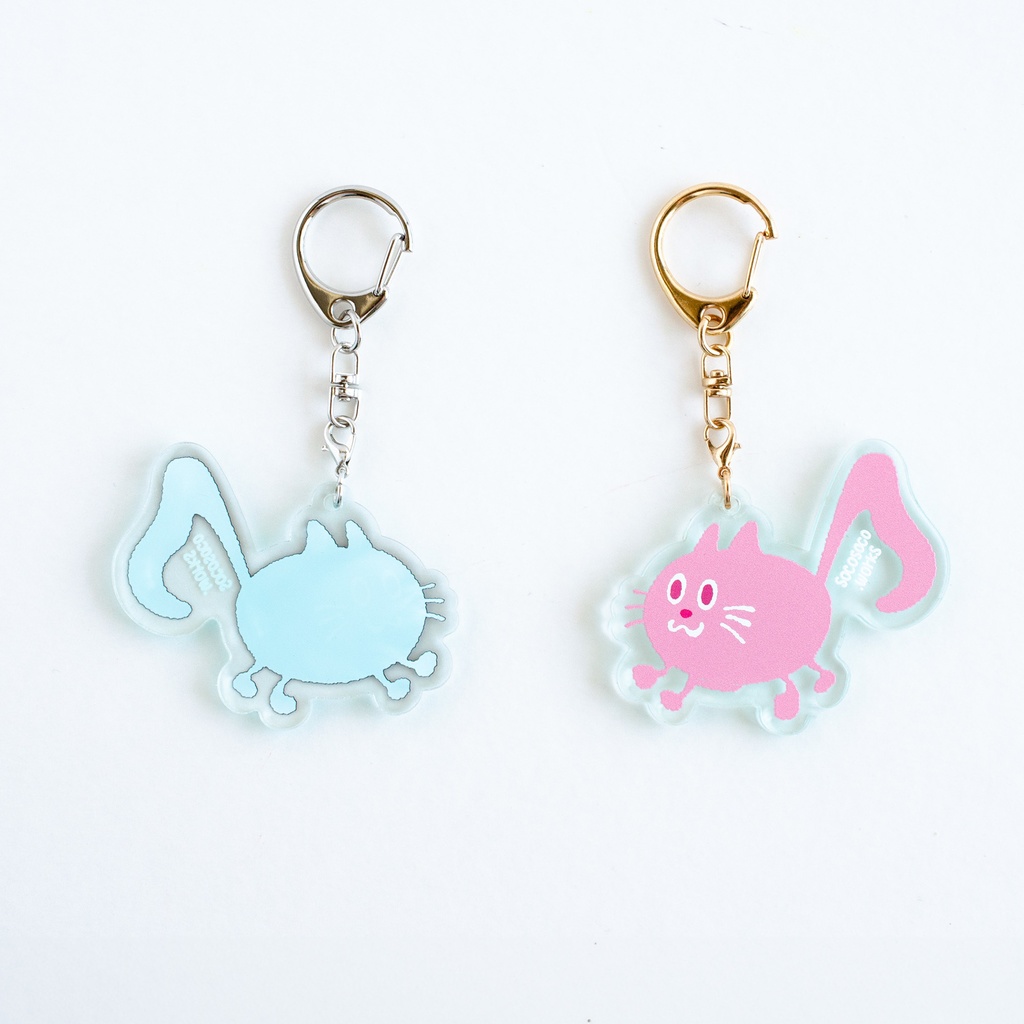 NEW ★【おんぷネコ♪】アクリルキーホルダー(いろいろカラフル): あんしんBOOTHパック(匿名発送)