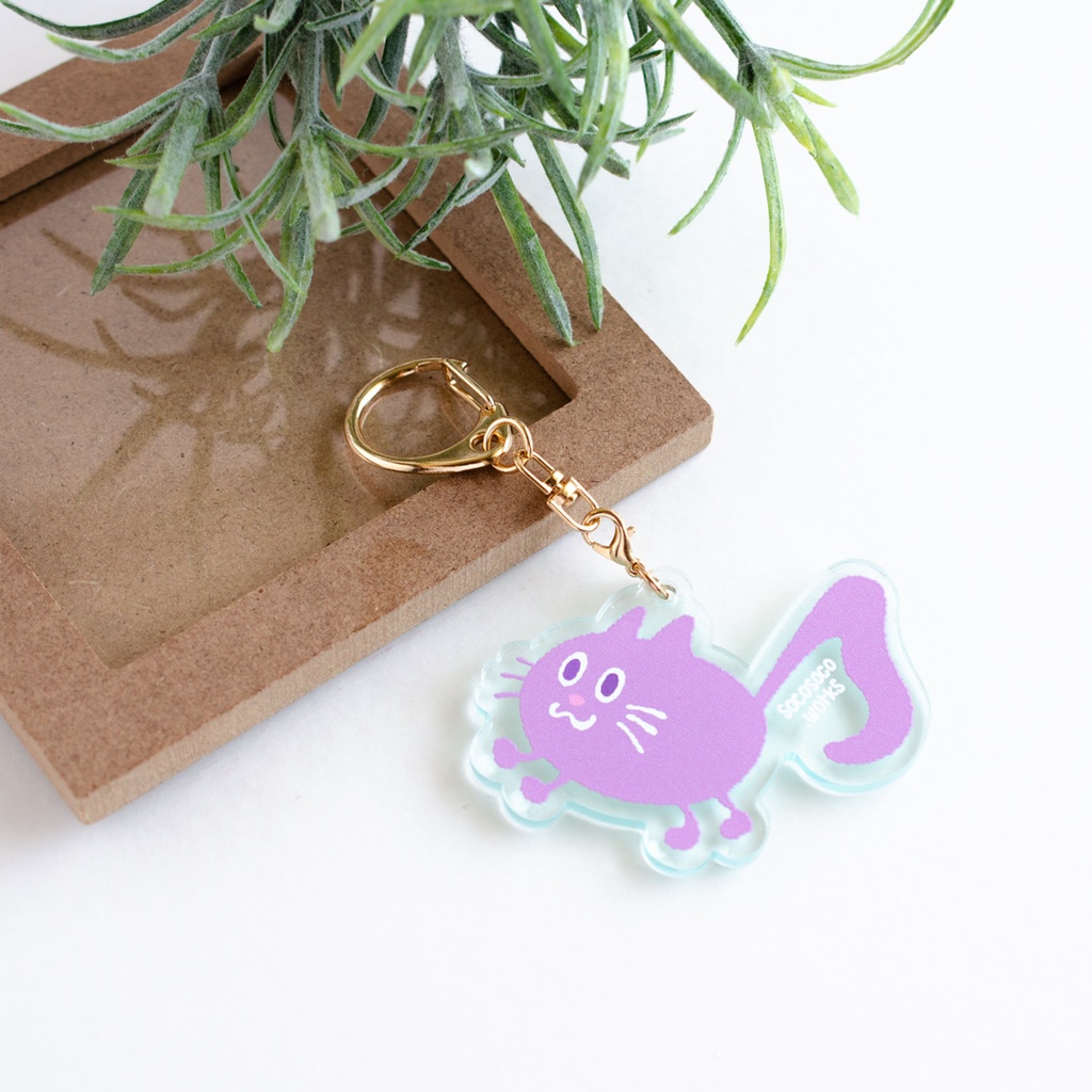 NEW ★【おんぷネコ♪】アクリルキーホルダー(いろいろカラフル): あんしんBOOTHパック(匿名発送)