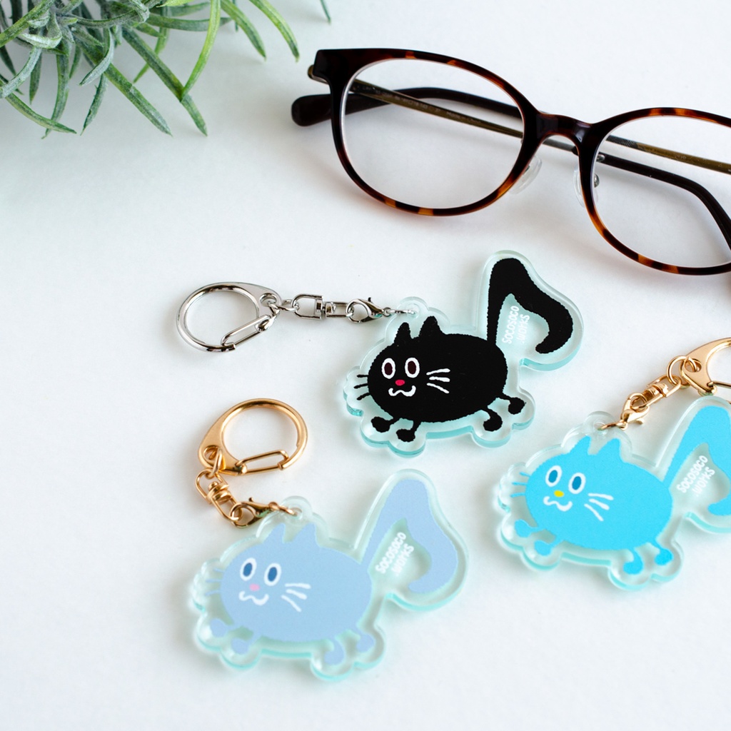 NEW ★【おんぷネコ♪】アクリルキーホルダー(いろいろカラフル): あんしんBOOTHパック(匿名発送)