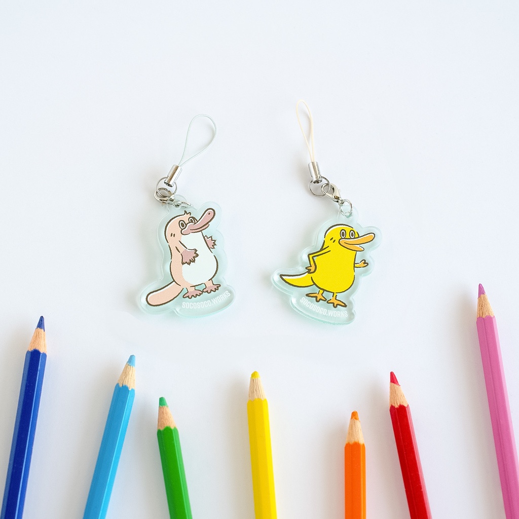 【カモノハシ&カモノハシ?のだばしくん】アクリルキーホルダー: あんしんBOOTHパック(匿名発送)