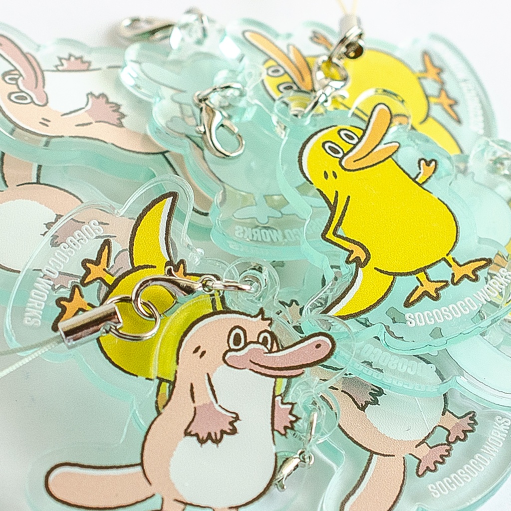 【カモノハシ&カモノハシ?のだばしくん】アクリルキーホルダー: あんしんBOOTHパック(匿名発送)