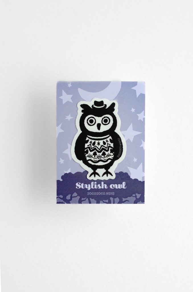 【おしゃれフクロウ】蓄光ステッカー: あんしんBOOTHパック(匿名発送)