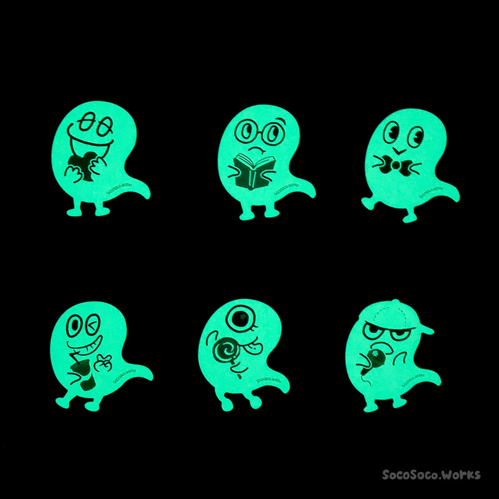 【テクテクおばけ】蓄光ステッカー: あんしんBOOTHパック(匿名発送)