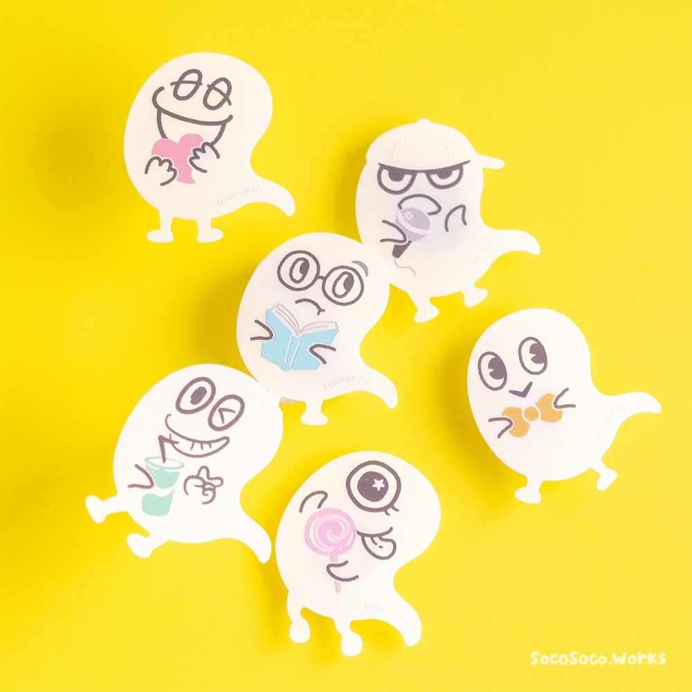 【テクテクおばけ】蓄光ステッカー： あんしんBOOTHパック(匿名発送)