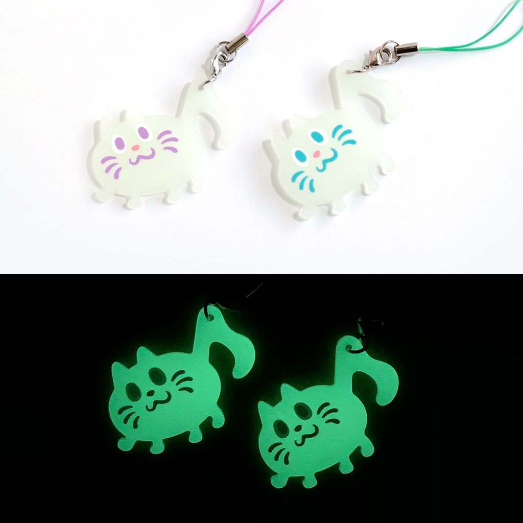 【おんぷネコ♪】アクリルキーホルダー(ふんわり蓄光): あんしんBOOTHパック(匿名発送)