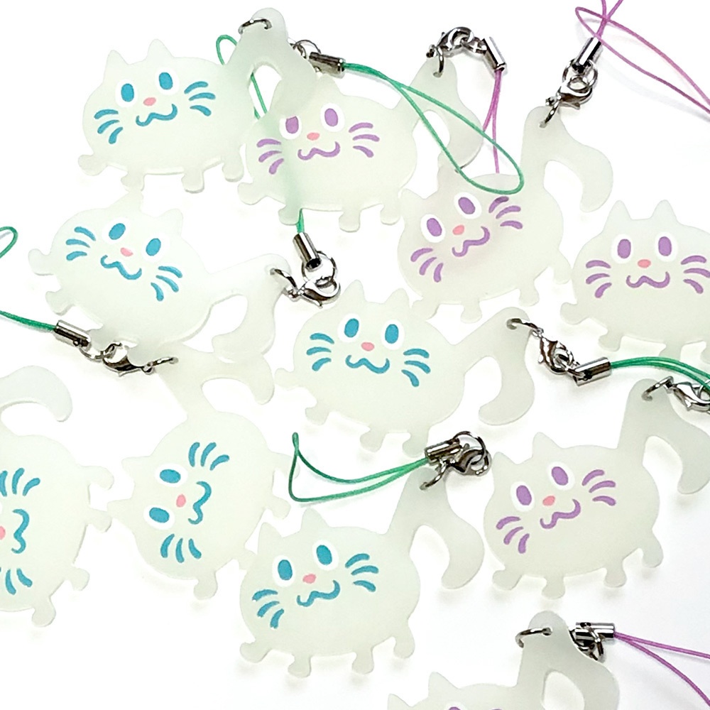 【おんぷネコ♪】アクリルキーホルダー(ふんわり蓄光): あんしんBOOTHパック(匿名発送)