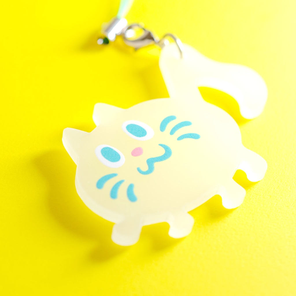 【おんぷネコ♪】アクリルキーホルダー(ふんわり蓄光): あんしんBOOTHパック(匿名発送)