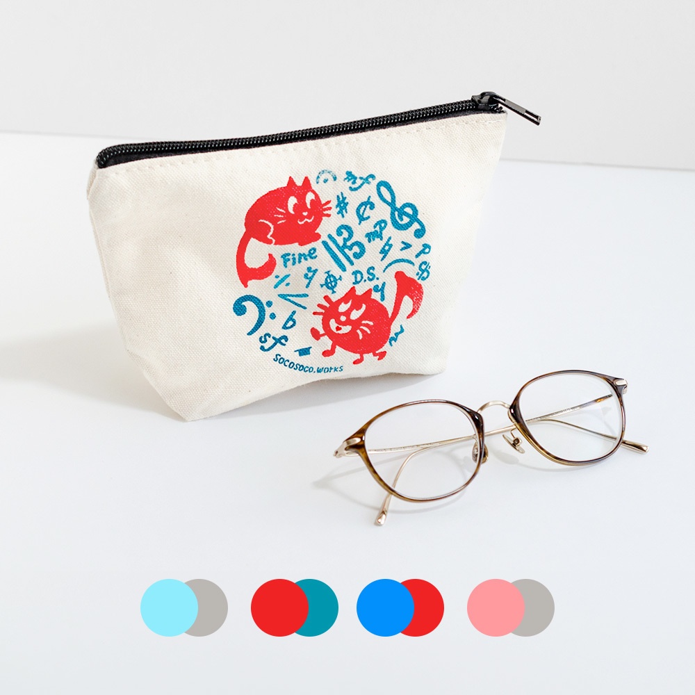 【おんぷネコ♪】キャンバスポーチ： あんしんBOOTHパック(匿名発送)