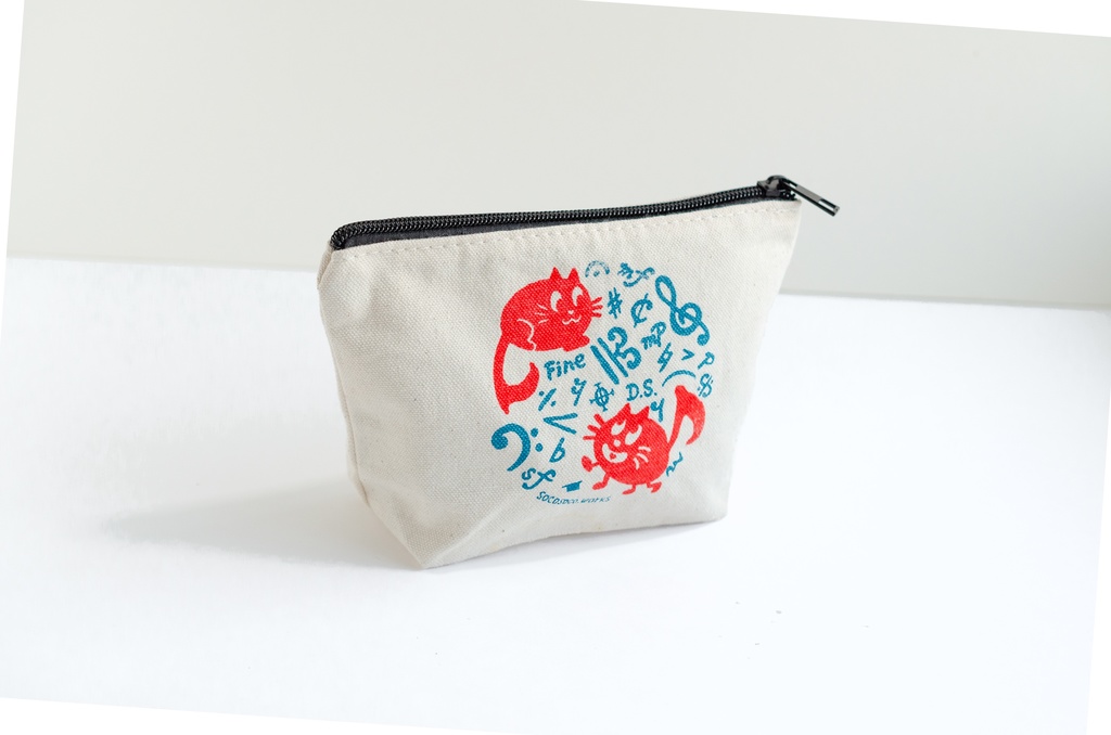 【おんぷネコ♪】キャンバスポーチ: あんしんBOOTHパック(匿名発送)