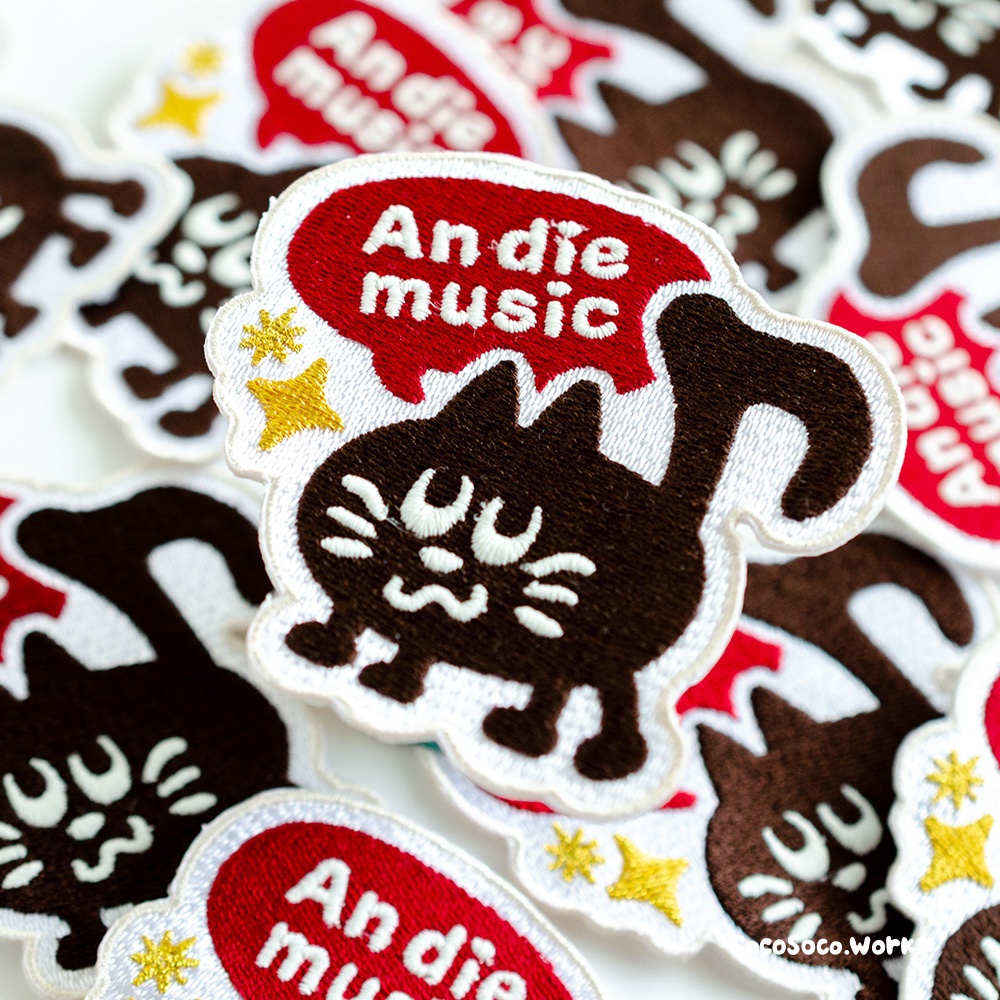 【おんぷネコ♪】蓄光刺繍ワッペン_物知り顔おんぷネコ♪: あんしんBOOTHパック(匿名発送)