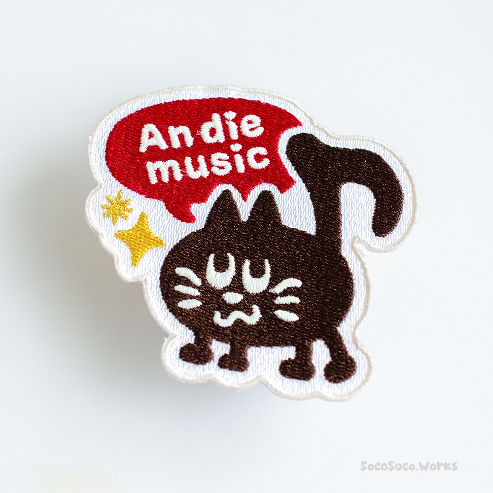 【おんぷネコ♪】蓄光刺繍ワッペン_物知り顔おんぷネコ♪： あんしんBOOTHパック(匿名発送)