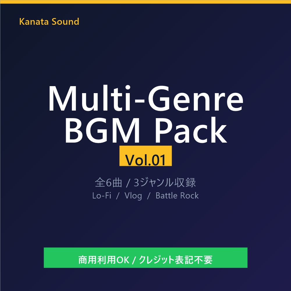 【商用利用可】マルチジャンル BGM 素材集 Vol.1（Lo-Fi/Vlog/戦闘ロック・全6曲）