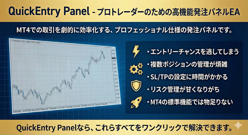 QuickEntry Panel - MT4プロトレーダー向け高機能発注パネルEA | ワンクリック注文取引ツール