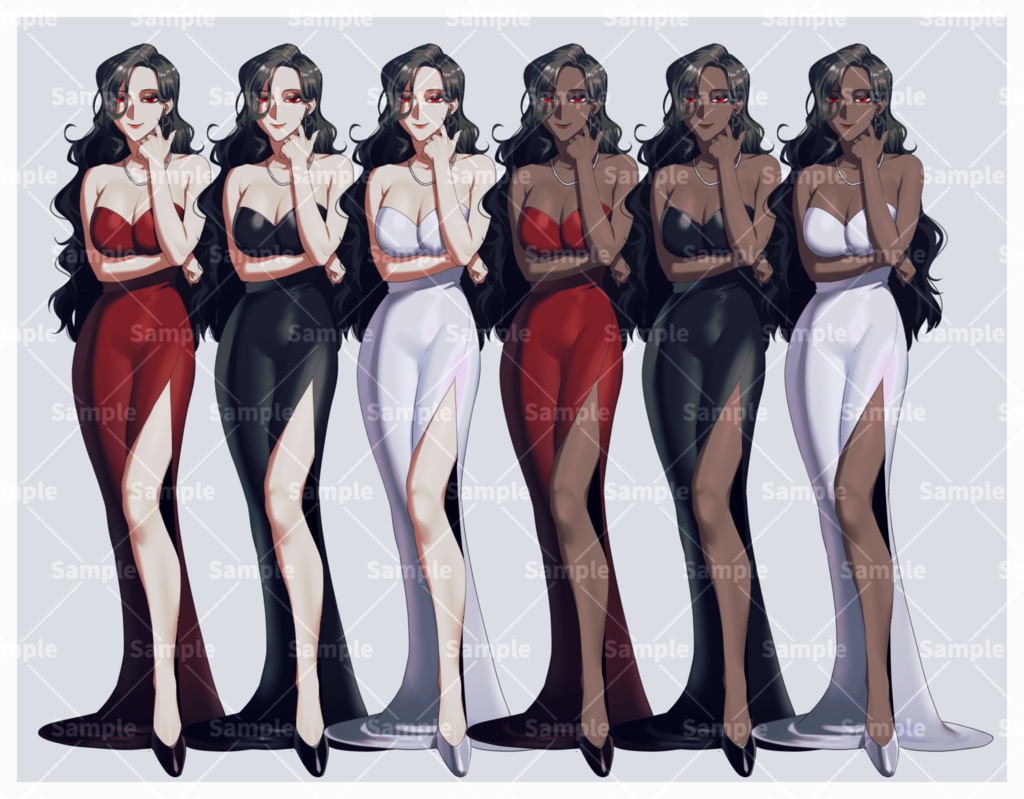 【立ち絵_02】悪役風セクシー女性(表情差分9種)【衣装差分・瞳色差分・肌色差分アリ】