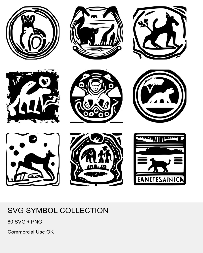 「商用利用可・高品質SVG|インカ風・幾何学動物素材集」