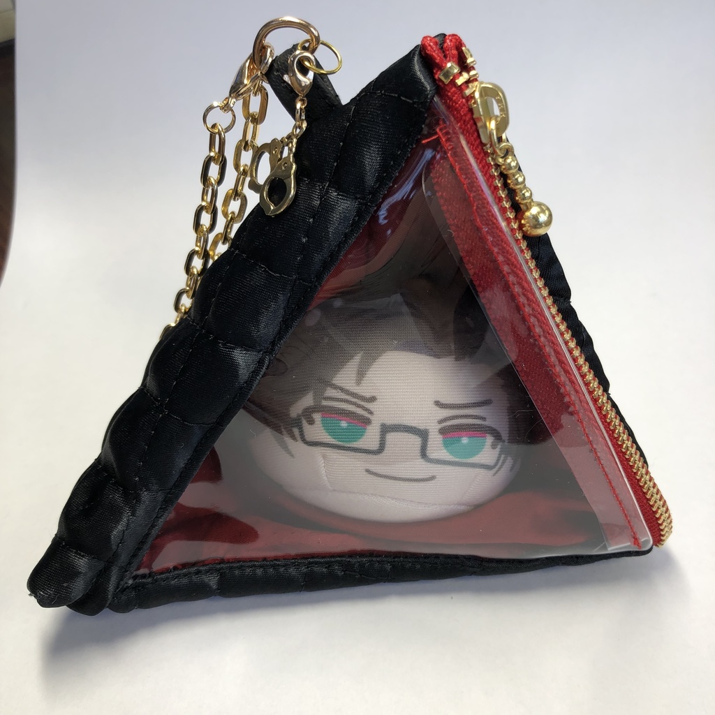 【もち・まんじゅう】トライアングルバッグチャーム(テトラポーチ)ブラック&レッド