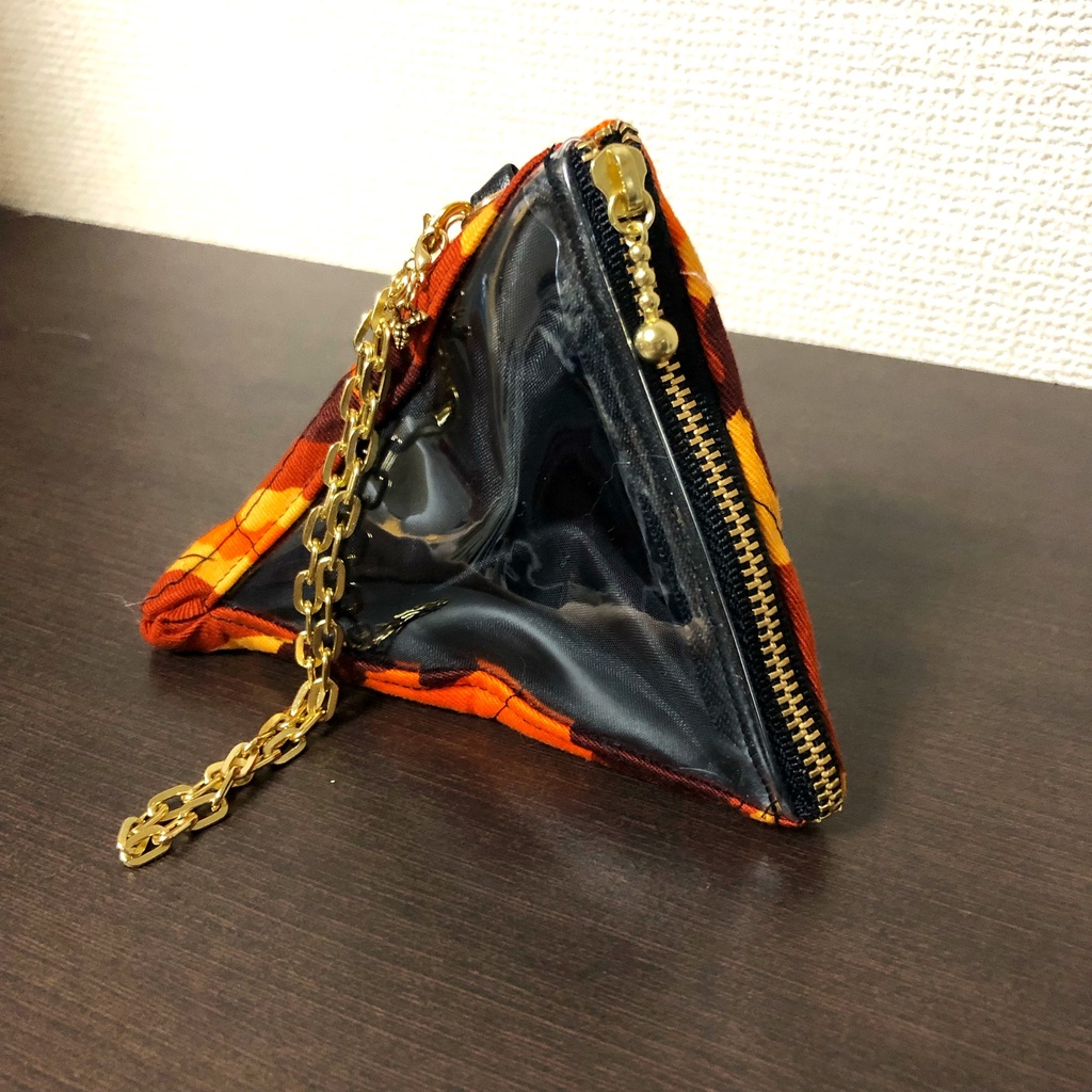 【もち・まんじゅう】トライアングルバッグチャーム （テトラポーチ）オレンジ迷彩