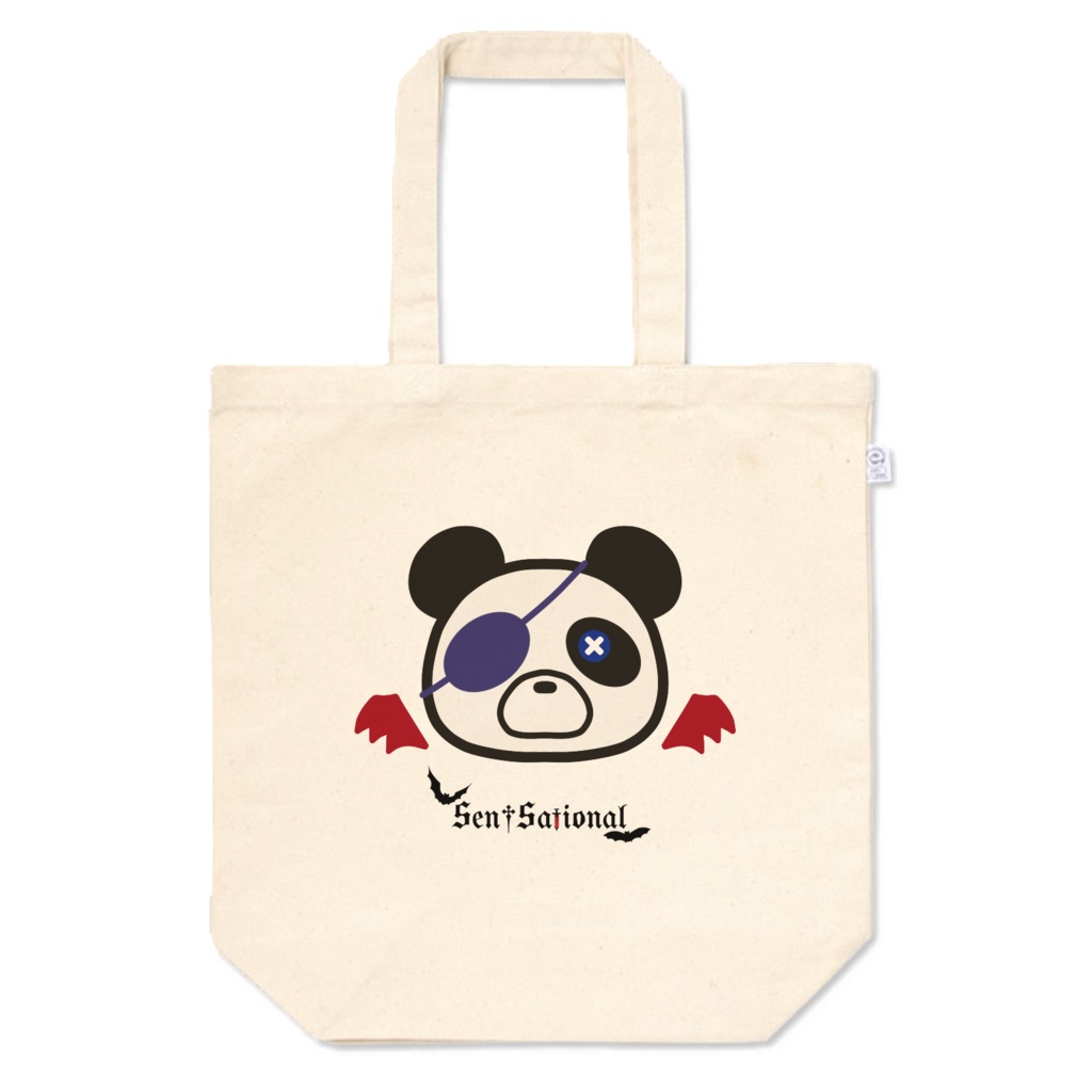 【トートバッグ】こうもりパンダロゴトートバッグ（M/L）