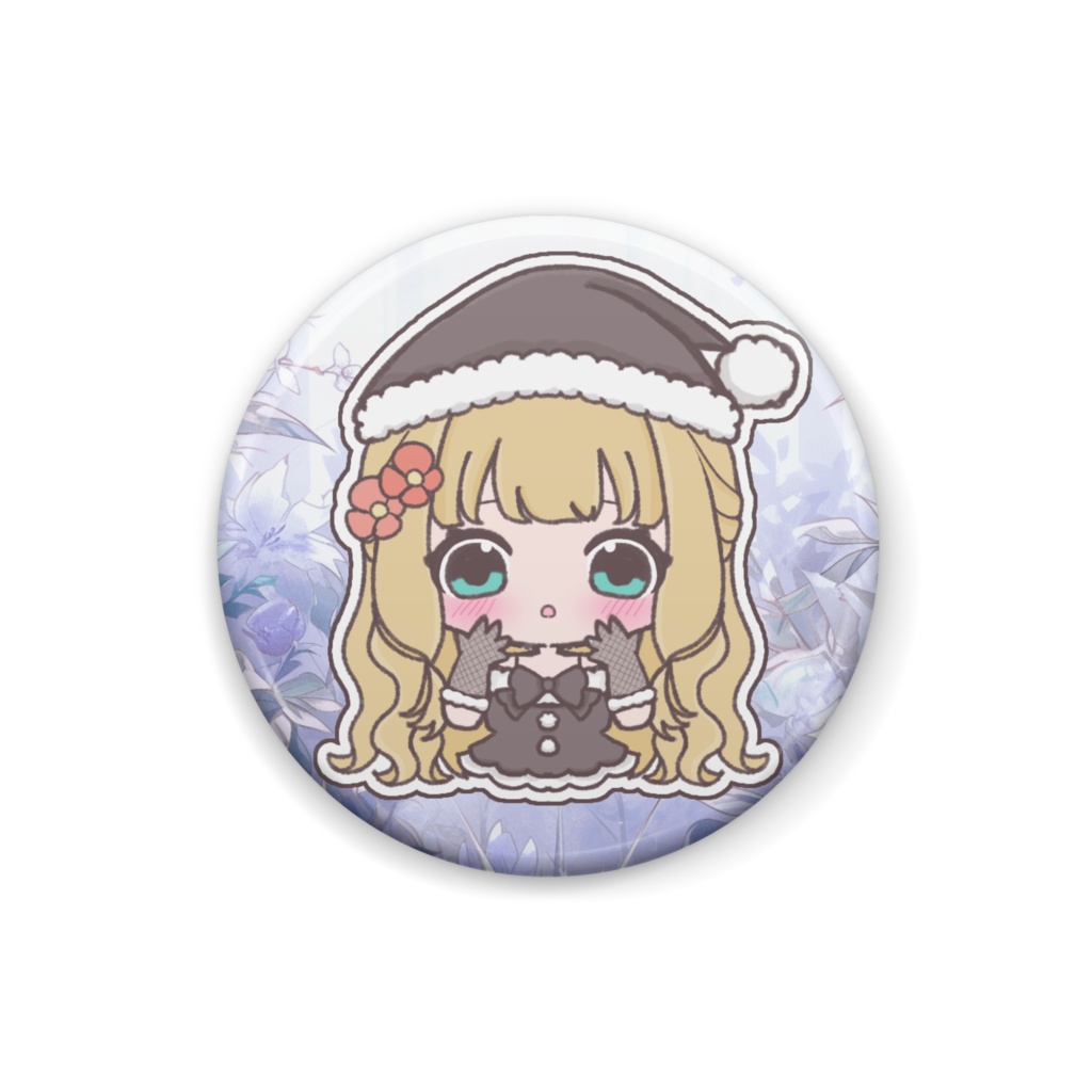 花凪まな クリスマス缶バッチ2025　ブラックサンタ