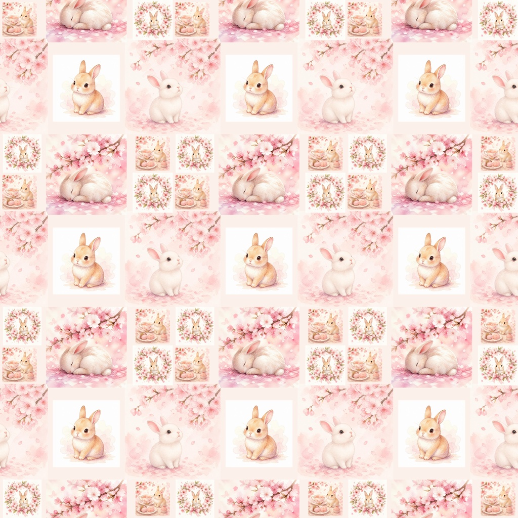 春うさぎと桜のデジタルペーパー
