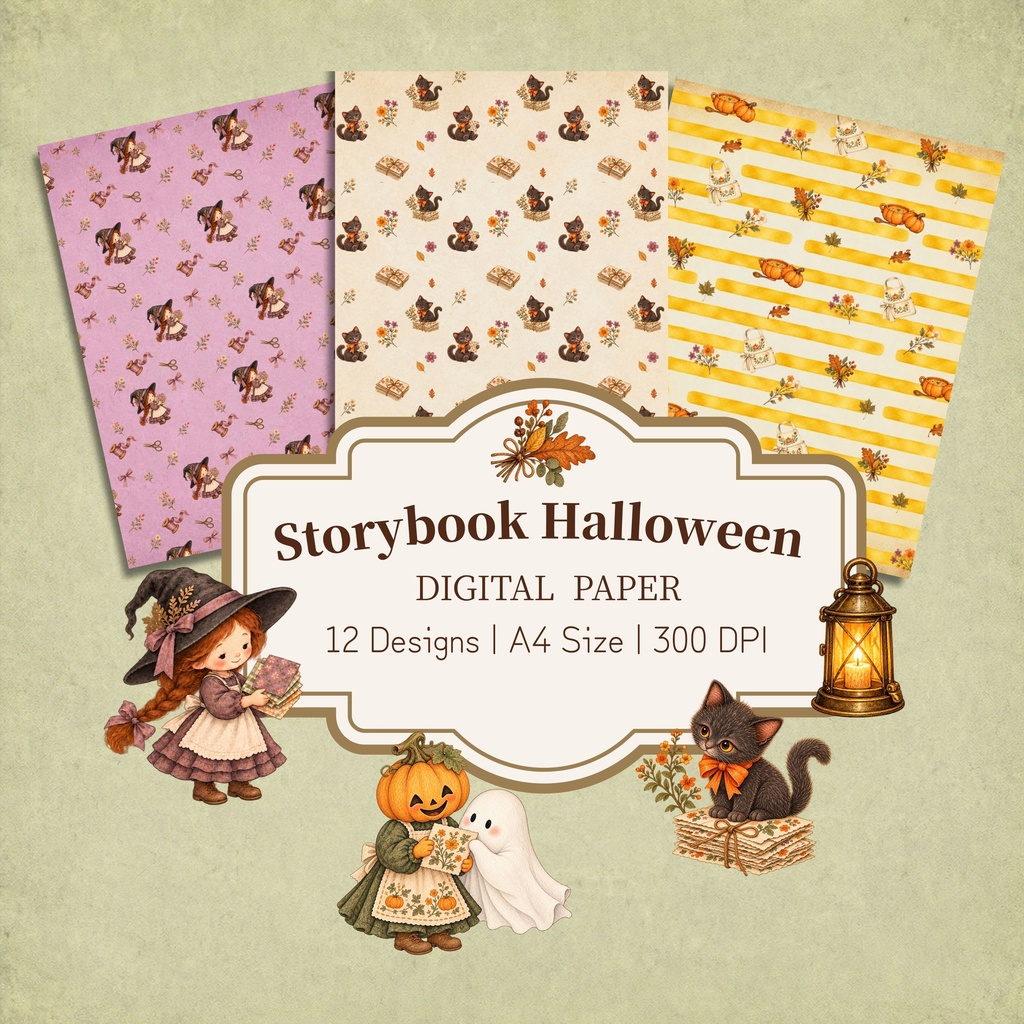 Storybook Halloween | A4デザインペーパー 12柄〈ダウンロード販売〉
