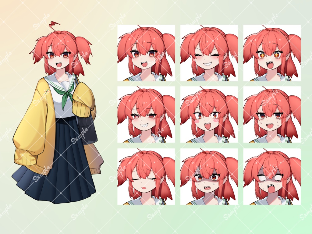 【立ち絵】ツインテギザ歯の女の子のフリー素材