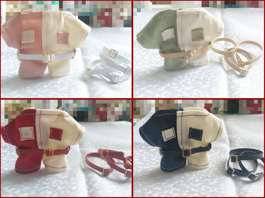 赤紺再販中✨ハーフカラーのつなぎ(レザーベルト付き)