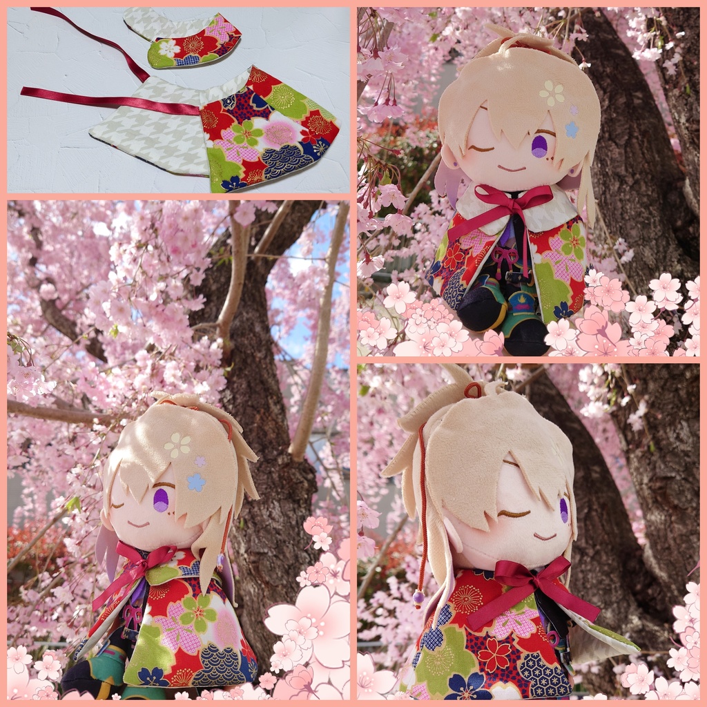 ❗️気まぐれsale❗️16〜17cmぬい🌸付け襟つきリバーシブルマント🌸