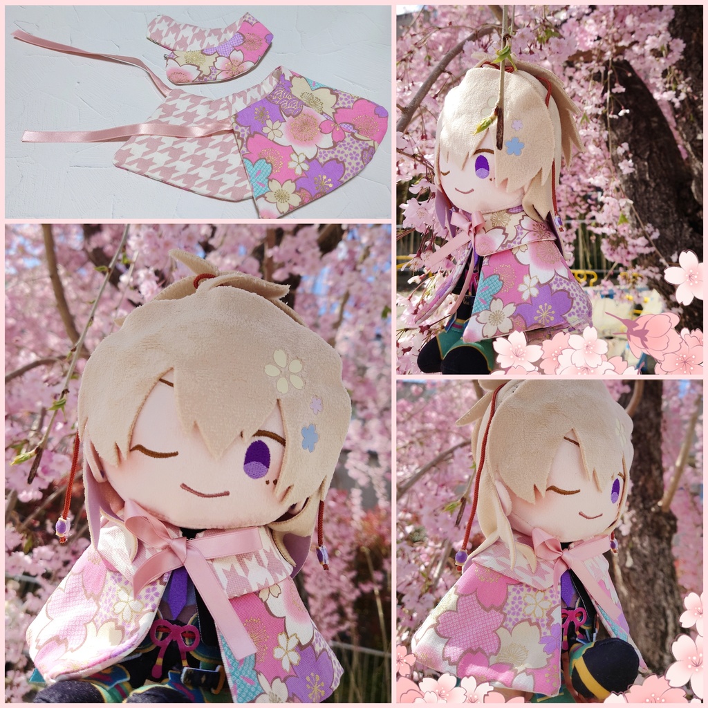 ❗️気まぐれsale❗️16〜17cmぬい🌸付け襟つきリバーシブルマント🌸