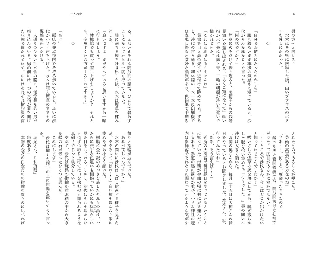 『けもののみち』水沙代長編小説本(COMIC CITY SPARK19 発行)