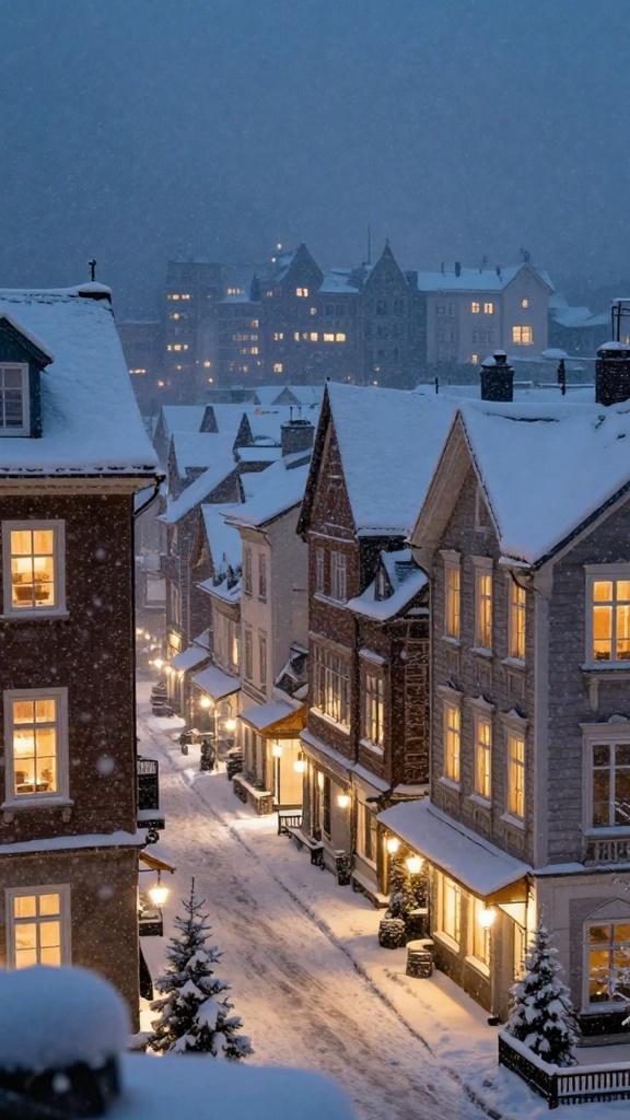 冬のスマホ壁紙セット｜透明感ある雪景色とあたたかい灯り（6枚）