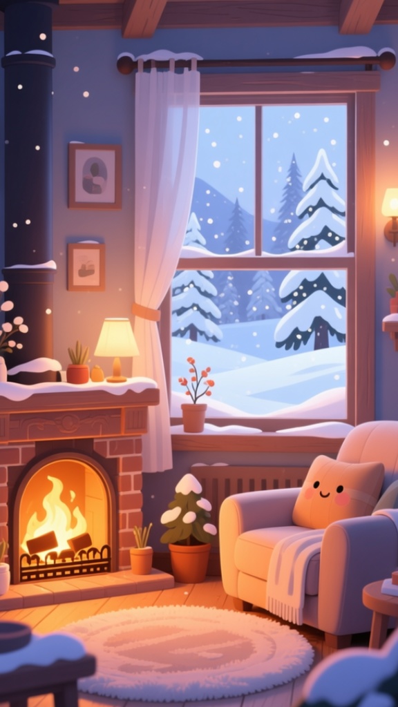 冬のスマホ壁紙セット｜透明感ある雪景色とあたたかい灯り（6枚）