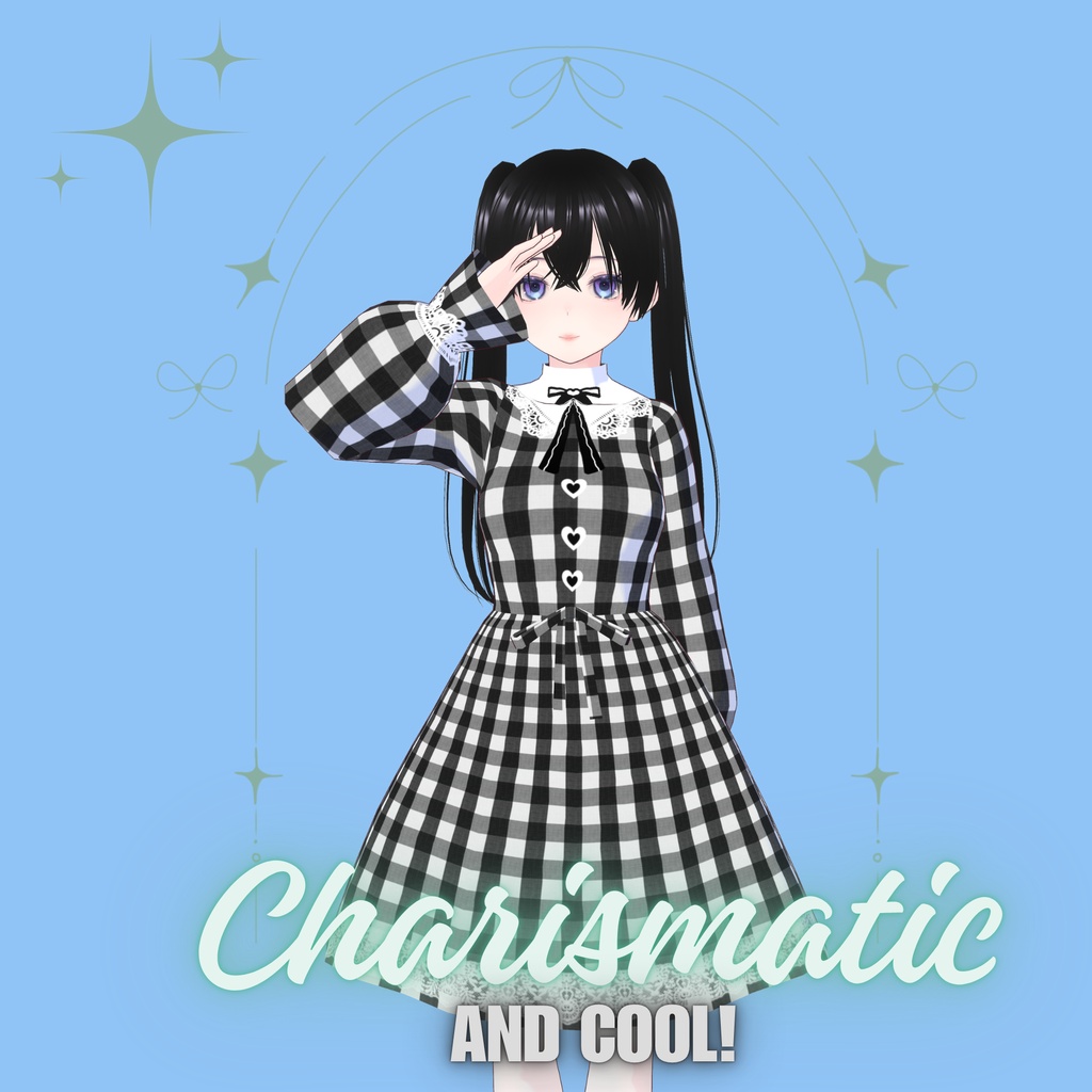 Vroid Gothic Lolita Gingham Dress ♡ ゴシックロリータ風ギンガムワンピース ♡
