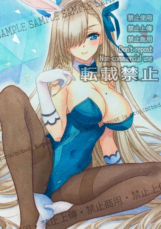 同人手描きイラスト原画『ブルーアーカイブ』(ブルアカ) 一之瀬アスナ(バニーガール) blue archive
