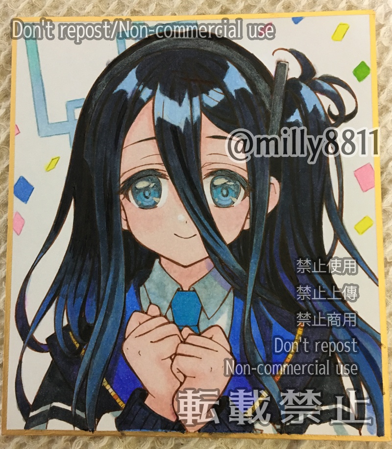 同人手描きイラスト原画(ミニ色紙)『ブルーアーカイブ』(ブルアカ) 天童アリス blue archive