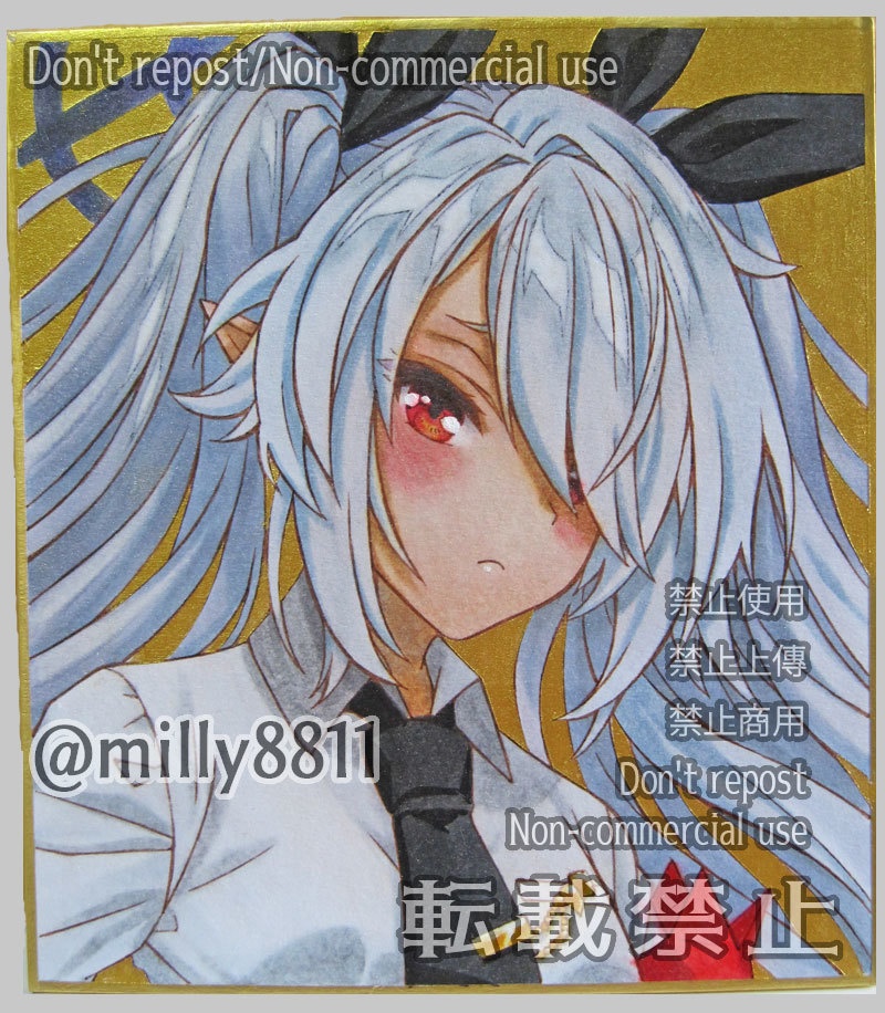 同人手描きイラスト原画(ミニ色紙)『ブルーアーカイブ』(ブルアカ) 銀鏡イオリ blue archive