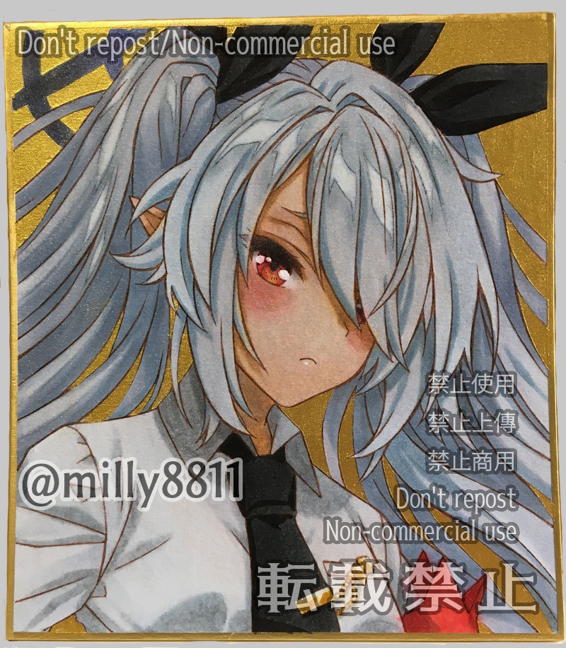 同人手描きイラスト原画(ミニ色紙)『ブルーアーカイブ』(ブルアカ) 銀鏡イオリ blue archive