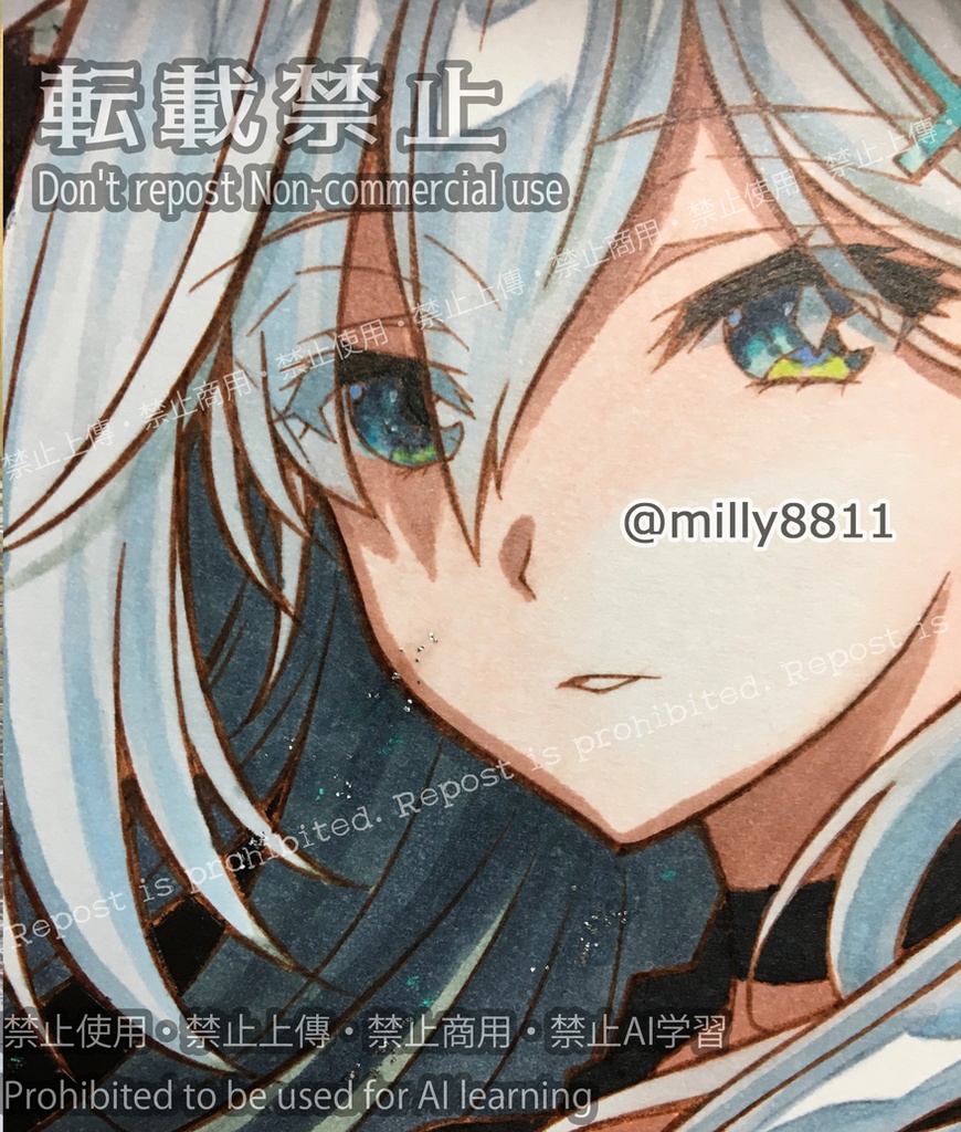 同人手描きイラスト原画(中色紙)『ブルーアーカイブ』(ブルアカ) シロコ*テラー blue archive