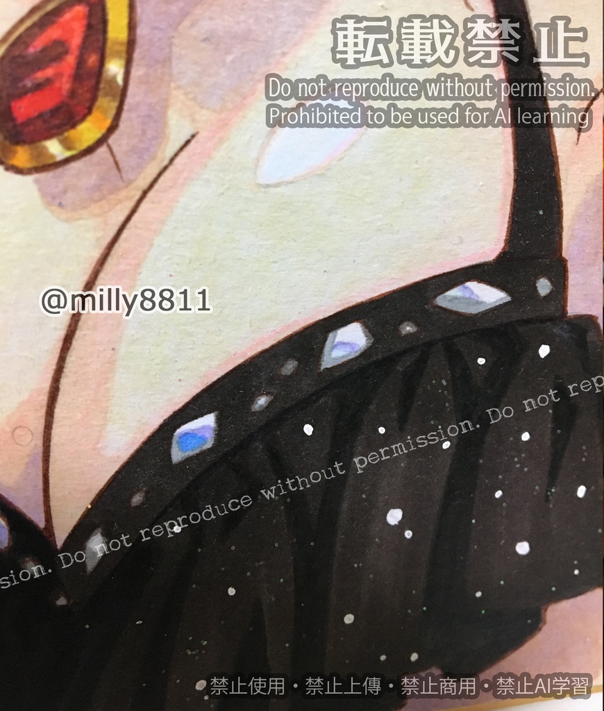 【難有り】同人手描きイラスト原画(中色紙)『ウマ娘 プリティーダービー』水着マルゼンスキー