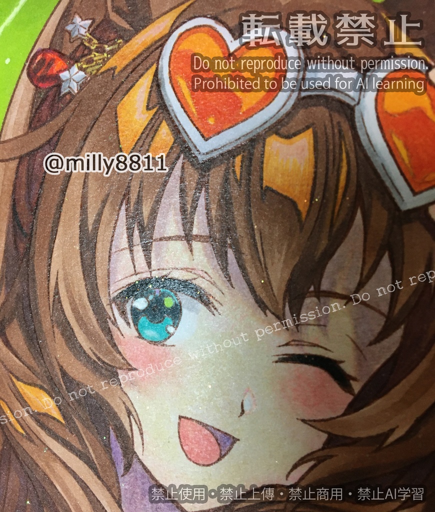 【難有り】同人手描きイラスト原画(中色紙)『ウマ娘 プリティーダービー』水着マルゼンスキー